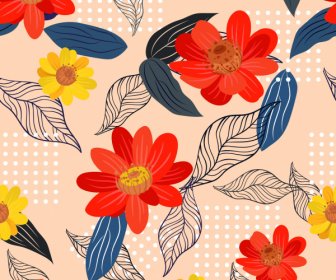 Flowers Background Colorful Classical Handdrawn Sketch