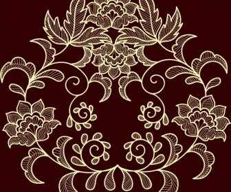 Bunga Latar Belakang Gelap Cokelat Desain Klasik Simetri