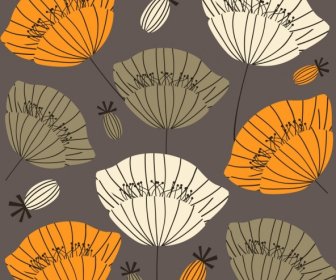 Flowers Background Flat Handdrawn Sketch Repeating Decor