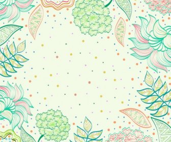 Flowers Background Multicolored Handdrawn Decoration