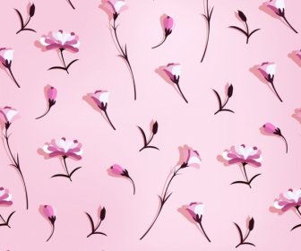 Flowers Background Pink Icons Decor Repeating Design
