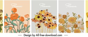 Blumen Hintergrundvorlagen Elegante Klassische Handgezeichnete Skizze