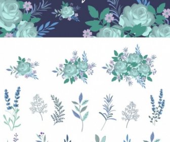 Flowers Background Various Types Multicolored Design