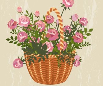 flowers basket background colored classical decor