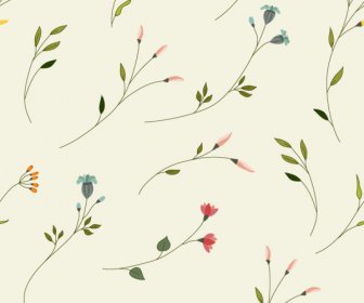 Flowers Branches Vector Seamless Pattern