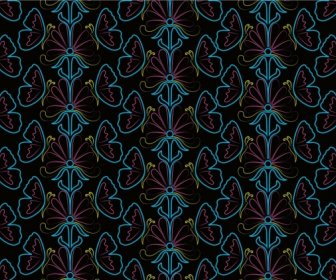 Flowers Butterflies Pattern Outline Colorful Repeating Design