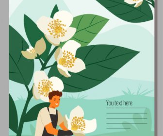 Bunga Tanaman Poster Warna-warni Sketsa Kartun