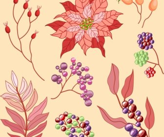 Flowers Design Elements Classical Colored Decor