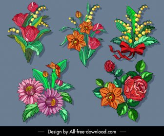 Flores ícones Coloridodesign Clássico