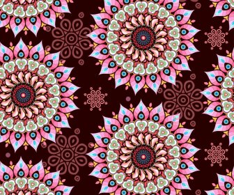Flores Mandala Plantilla De Patrón Vintage Ilusión Repetitiva Diseño