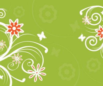 Flowers On Green Vector