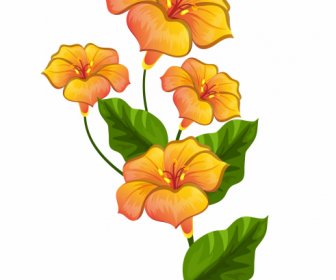 Flowers Painting Blooming Sketch Colorful Handdrawn Design