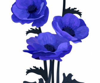 Flowers Painting Dark Violet Decor