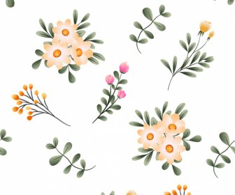 Pola Bunga Cerah Warna-warni Daun Kelopak Dekorasi