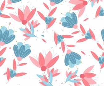 Flowers Pattern Classical Decor Red Blue Design