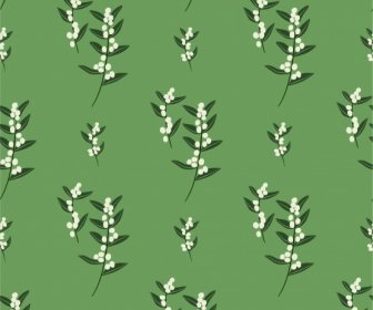 Flowers Pattern Flat Repeating Design Green White Decor