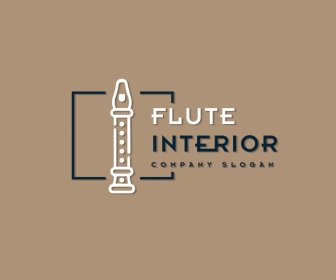 Template Logo Interior Flute Garis Besar Klasik Datar