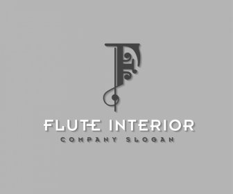 Flute Interior Logotype Vintage Calligraphic Text Sketch