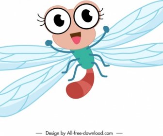 Fly Icon Cute Stylized Cartoon Character Sketch