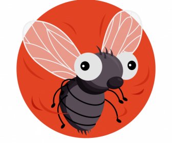 Fly Species Icons Funny Cartoon Sketch