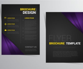 黒と紫チラシ パンフレットのテンプレート デザイン