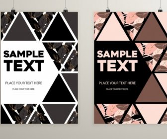 Flyer Cover Template Abstract Triangles Leaves Decor