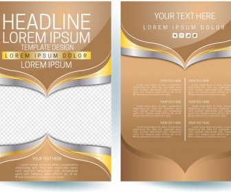 Flyer Template Design Vector On Brown Yellow Color