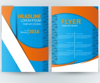 Flyer Template Design With Blue Curve Background