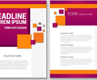 Flyer Template Design With Colorful Geometric Background