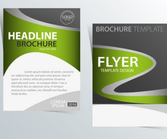 Flyer Template Design With Curved Line Style