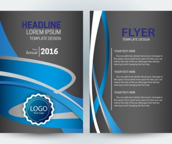 Flyer Template Design With Dark And Curves Background