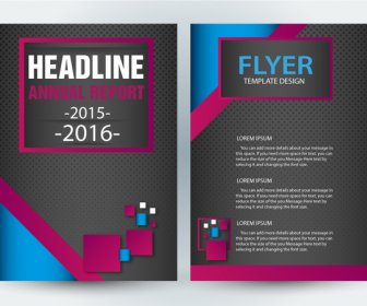 Flyer Template Design With Dark Background And Squares