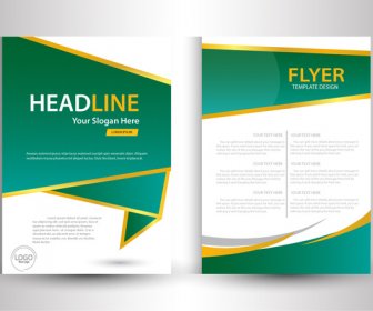 Flyer Template Design With Green And White Color