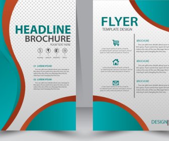 Flyer Template Design With Green Curves Illustration