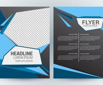 Flyer Template Design With Modern Abstract Checkered Dark Background