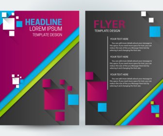 Flyer Template Design With Squares Illustration