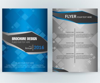 Flyer Template Design With Squares Vignette Style
