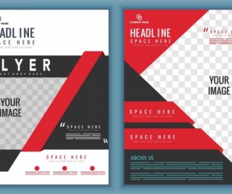 Flyer Template Modern Red White Design Squares Decoration