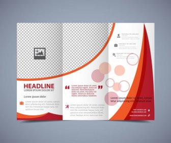Flyer Template Trifold Design Red Curves Checkered Pattern