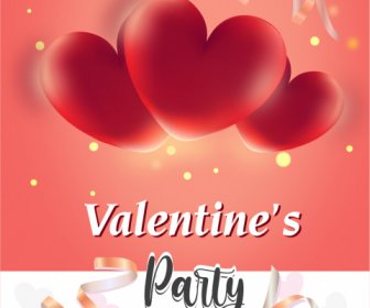 Flyer Valentine Template Modern Dynamic 3d Hearts Confetti Decor