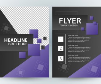 Flyer Vector Illustration With Violet Squares Design