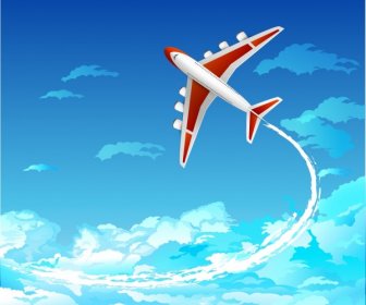 Flying Airplane Background Colorful Decoration