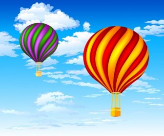 飛行的氣球背景五顏六色的裝飾
