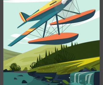 Fliegende Boot Poster Vorlage Fliegen Skizze