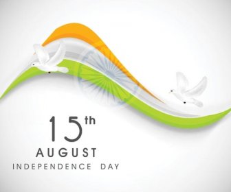 นกพิราบบินกับพื้นหลังวันเอกราชอินเดียสิงหาคม Flagth อินเดียนามธรรม