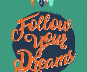Folgen Sie Ihren Träumen Zitat Banner Ethnisch Dekorierte Typografie