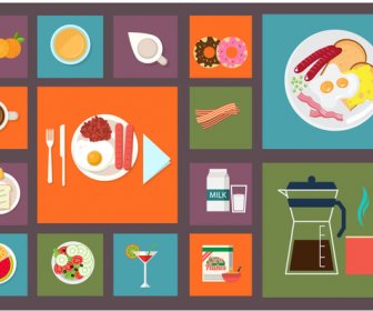 Food And Beverage Icons Collection Vector Illustration