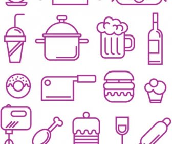Food And Kitchen Supplies Icon Set