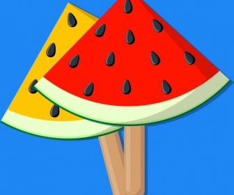 Food Background Water Melon Ice Cream Icons
