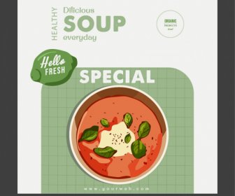 食品パンフレットカバーテンプレートスープスケッチクラシックデザイン